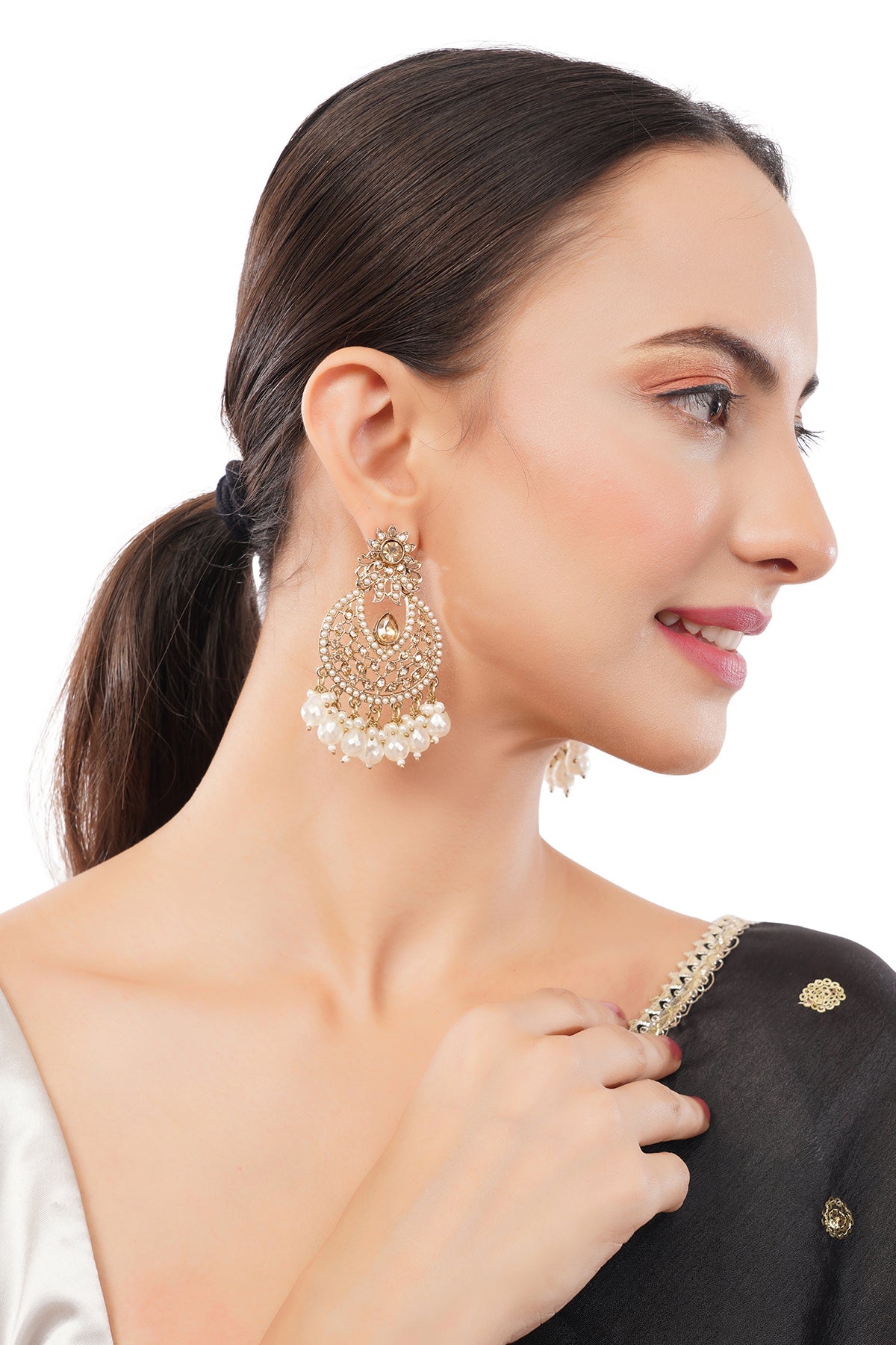 Traditional White Pearl Earrings For Women