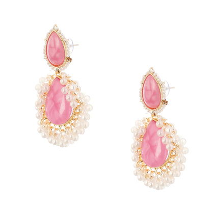 Clustertrend Light Pink Pearl Embedded Earrings