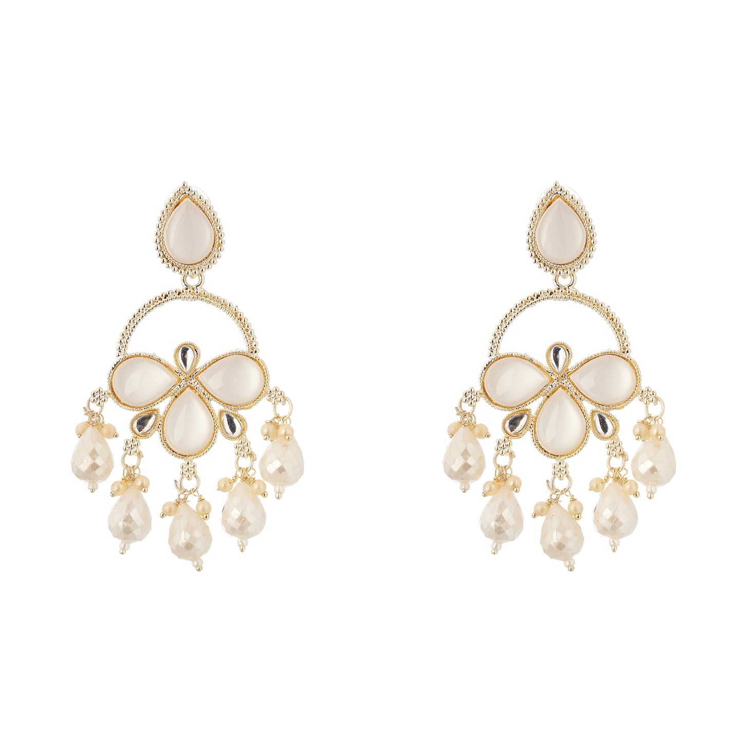 Gold Plated White Pearl Earrings For Women