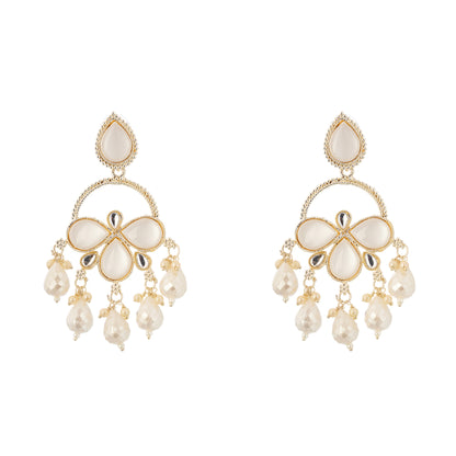 Gold Plated White Pearl Earrings For Women