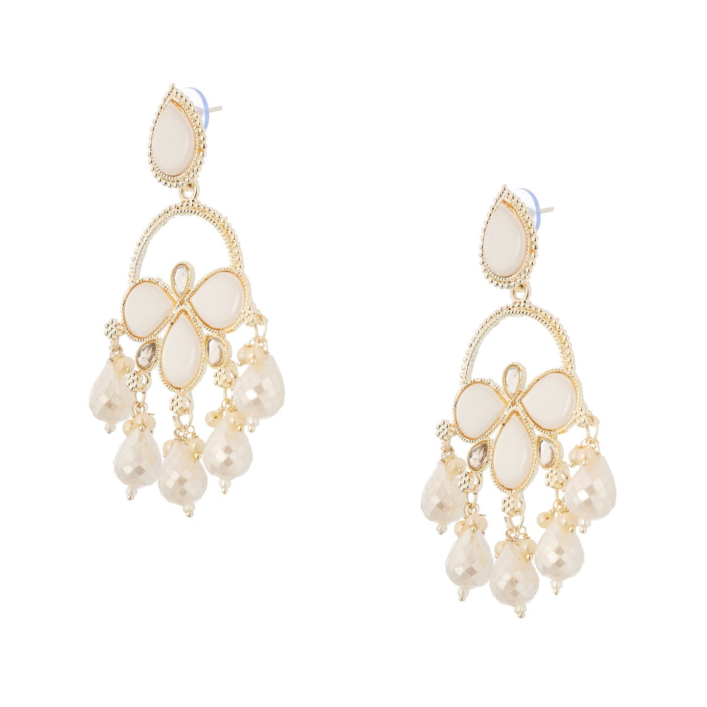 Gold Plated White Pearl Earrings For Women