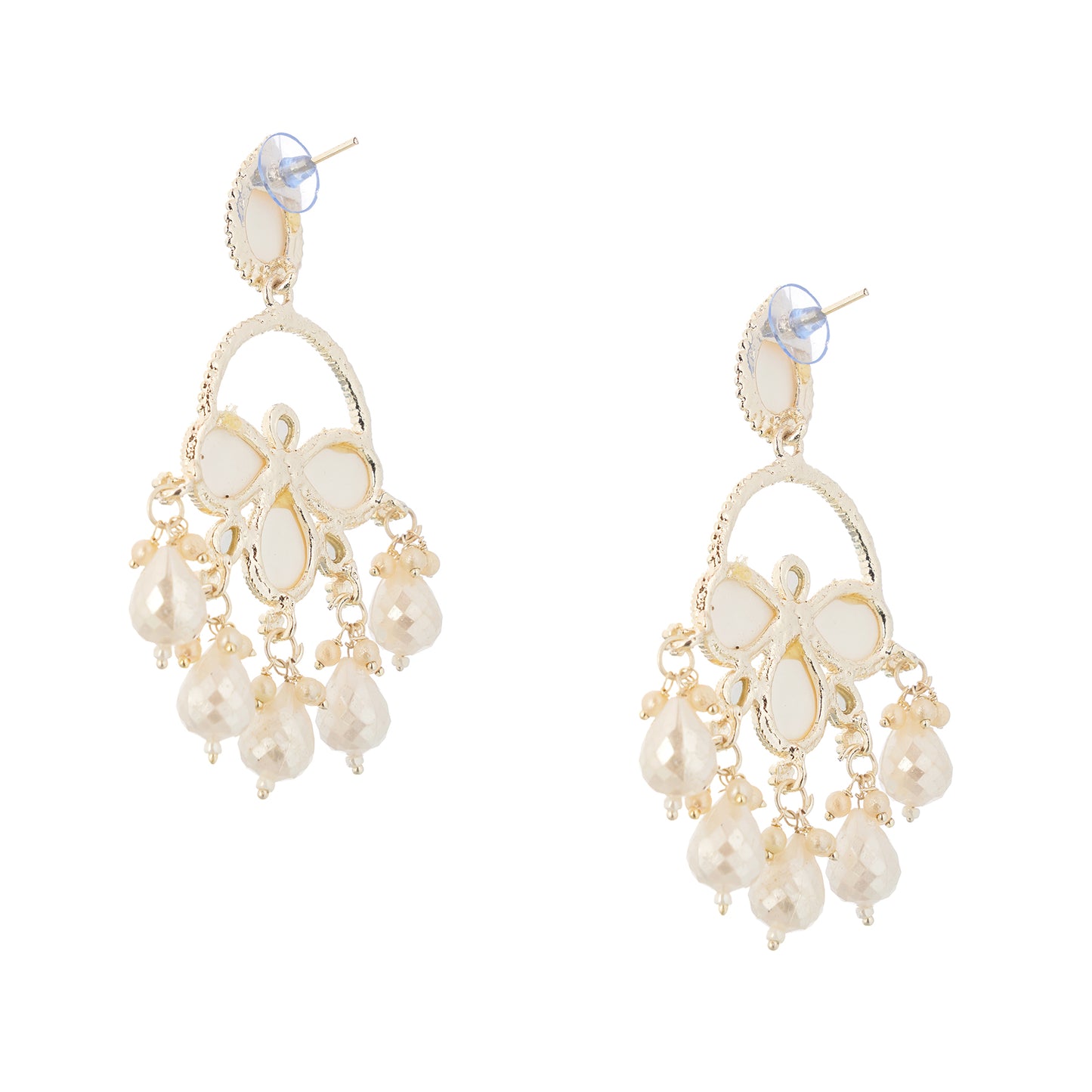 Gold Plated White Pearl Earrings For Women