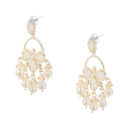 Gold Plated White Pearl Earrings For Women