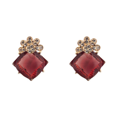 Clustertrend Gold Plated Crystal Brown Diamond Earrings