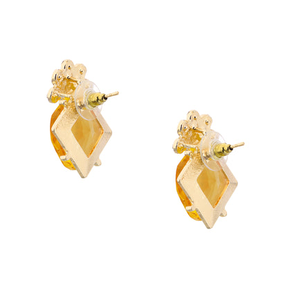 Western Gold Plated Yellow Stone Diamond Stud Earrings For Women