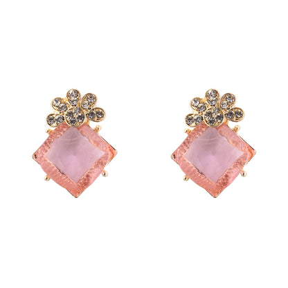 Clustertrend  Western Light Pink Crystal Daimond Earrings