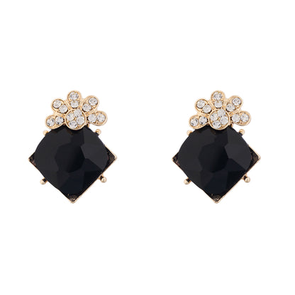 Clustertrend Black Stone Diamond Stud Earrings
