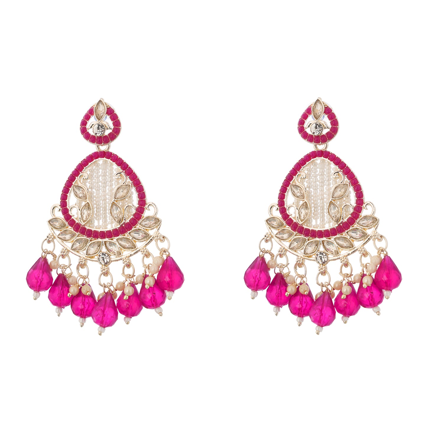Traditional Pink Pearl Stone Earrings For Women