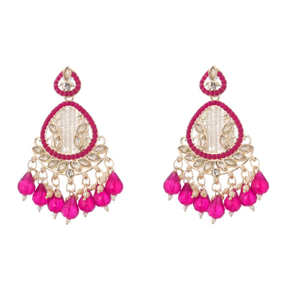 Traditional Pink Pearl Stone Earrings For Women