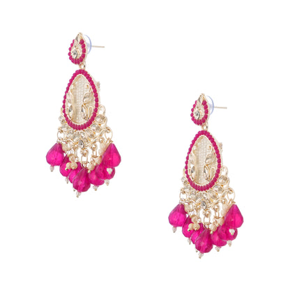 Traditional Pink Pearl Stone Earrings For Women