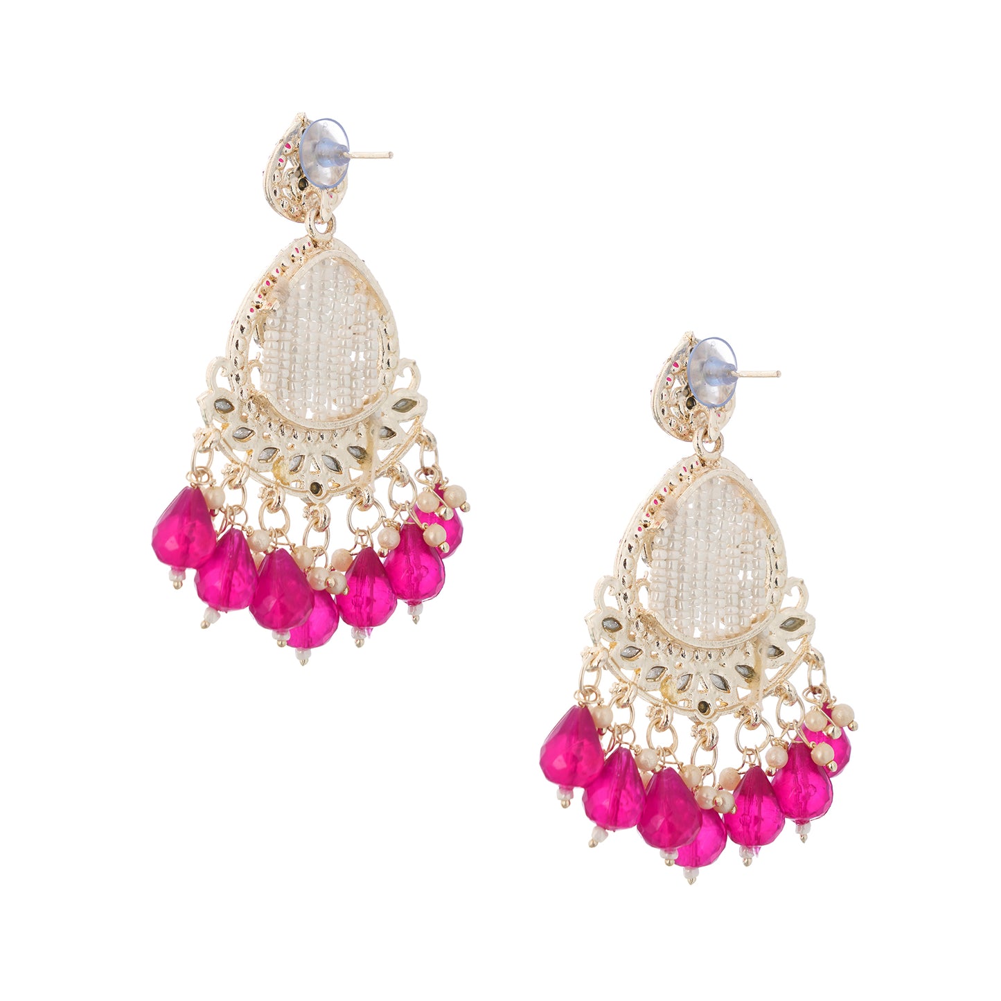 Traditional Pink Pearl Stone Earrings For Women