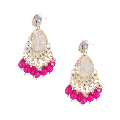 Traditional Pink Pearl Stone Earrings For Women