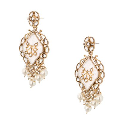 Gold Plated MOP White Pearl Earrings For Women