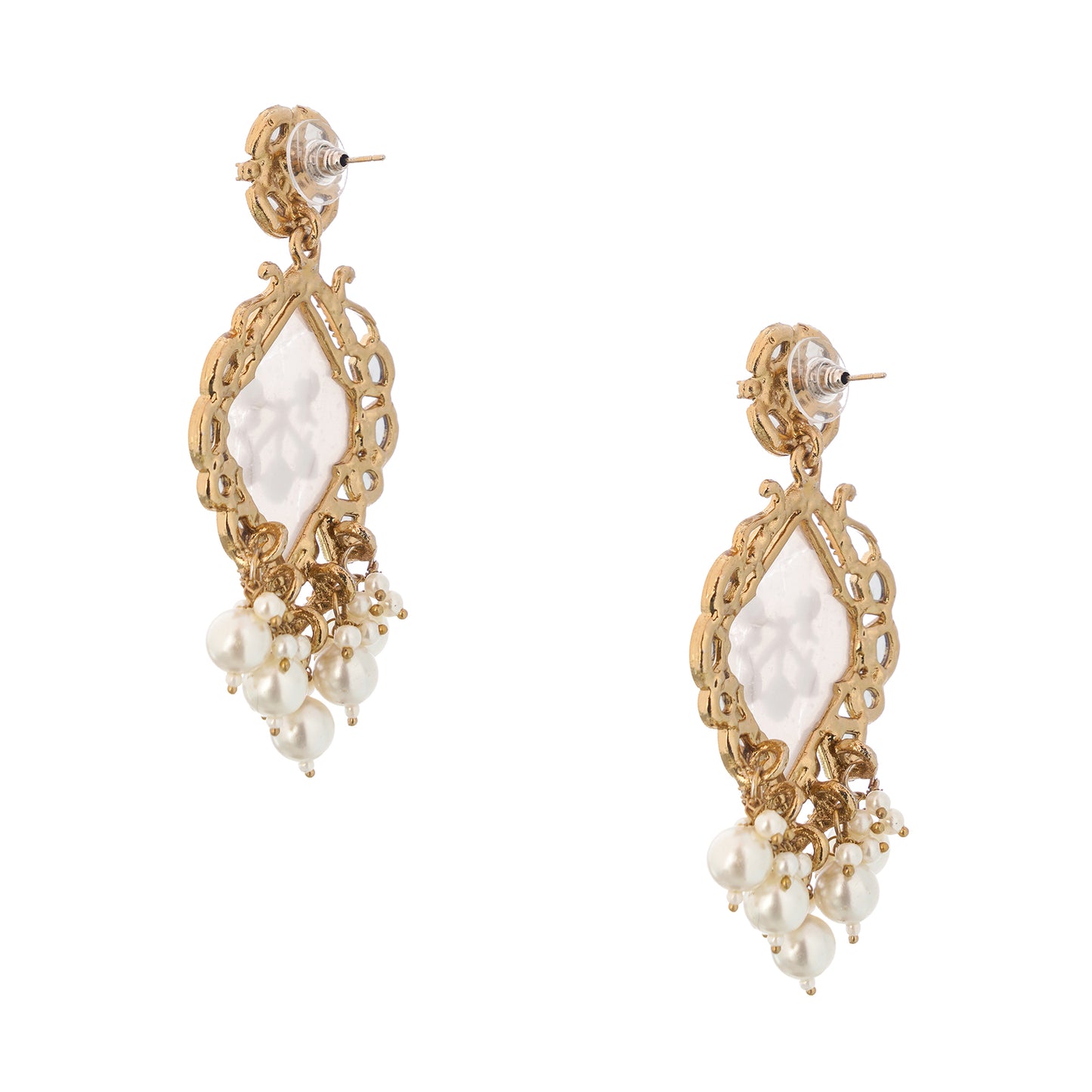 Gold Plated MOP White Pearl Earrings For Women