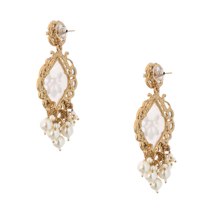 Gold Plated MOP White Pearl Earrings For Women
