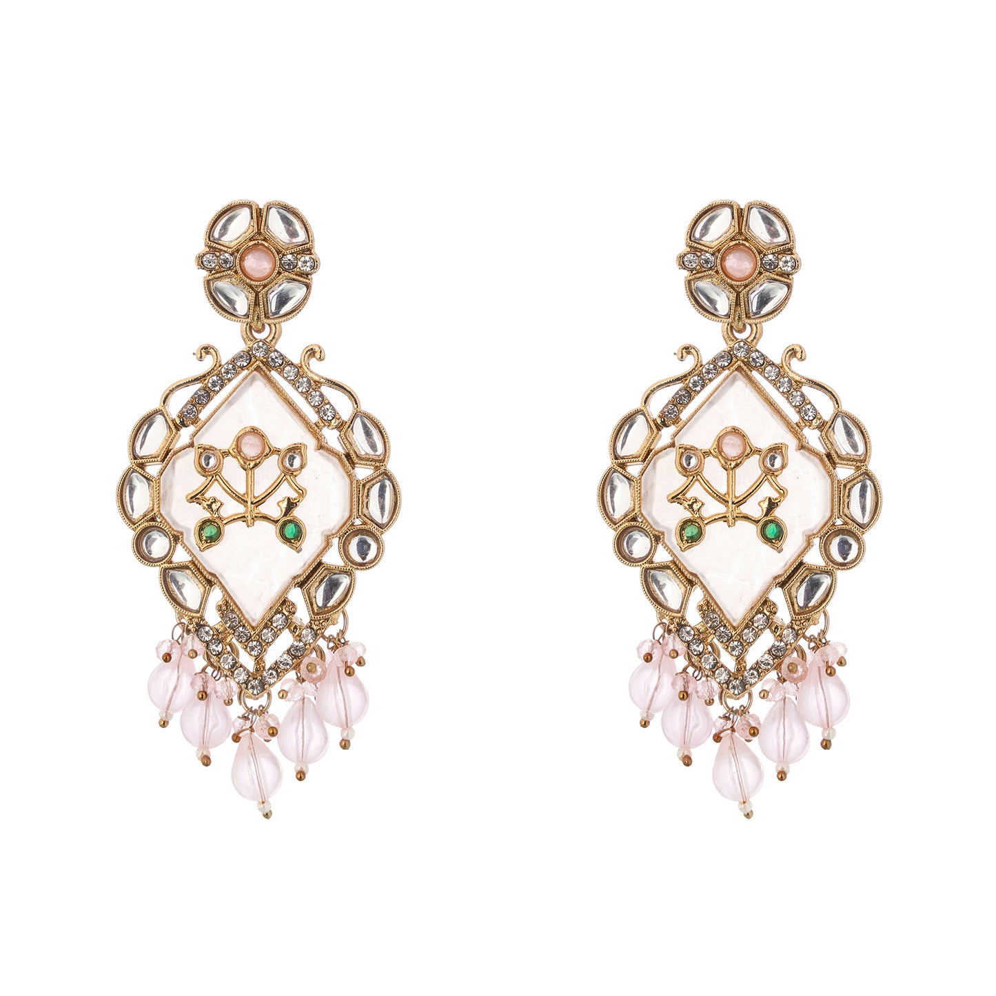 Light Pink MOP (Mother Of Pearl) Gold Earrings For Women