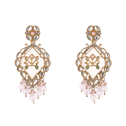 Light Pink MOP (Mother Of Pearl) Gold Earrings For Women