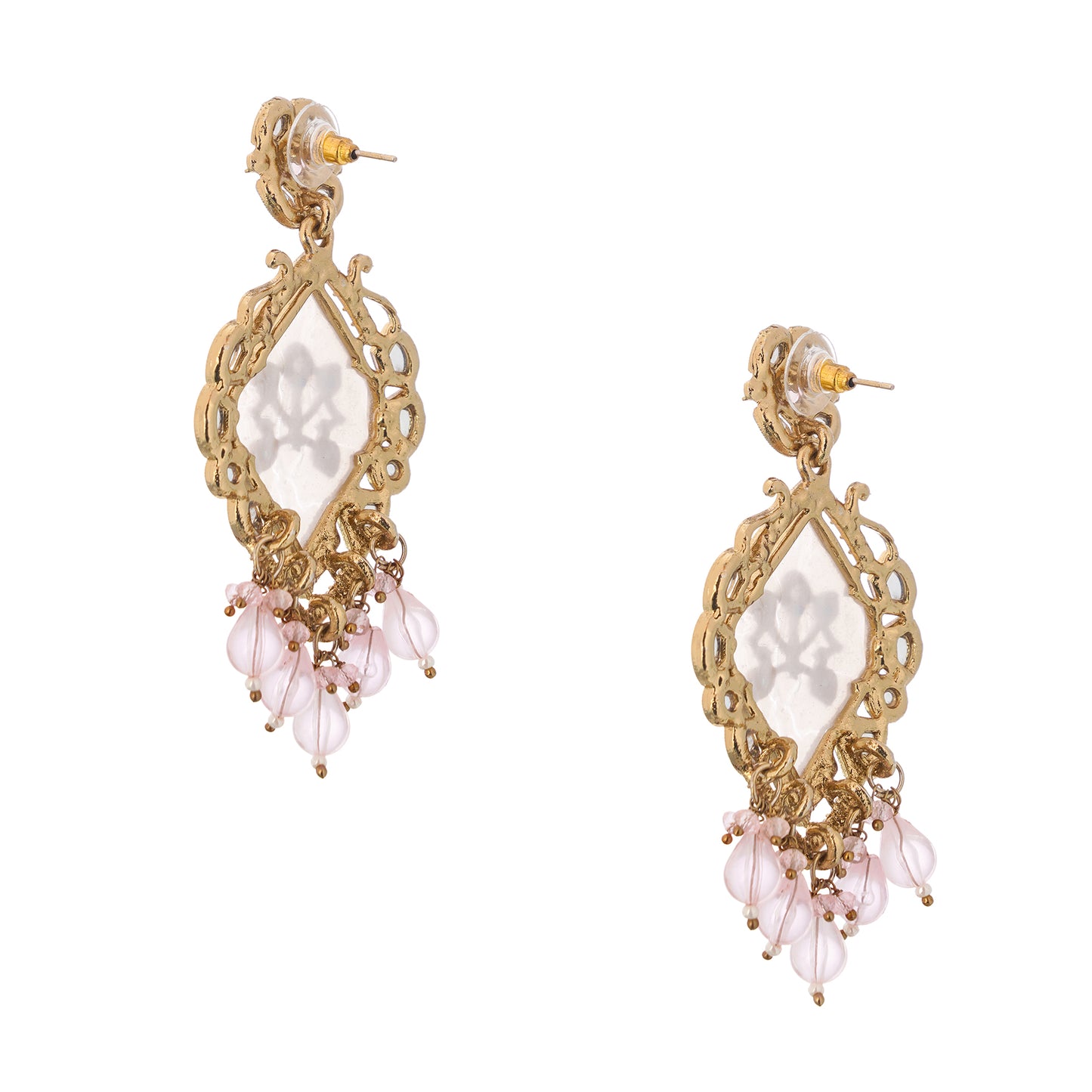 Light Pink MOP (Mother Of Pearl) Gold Earrings For Women