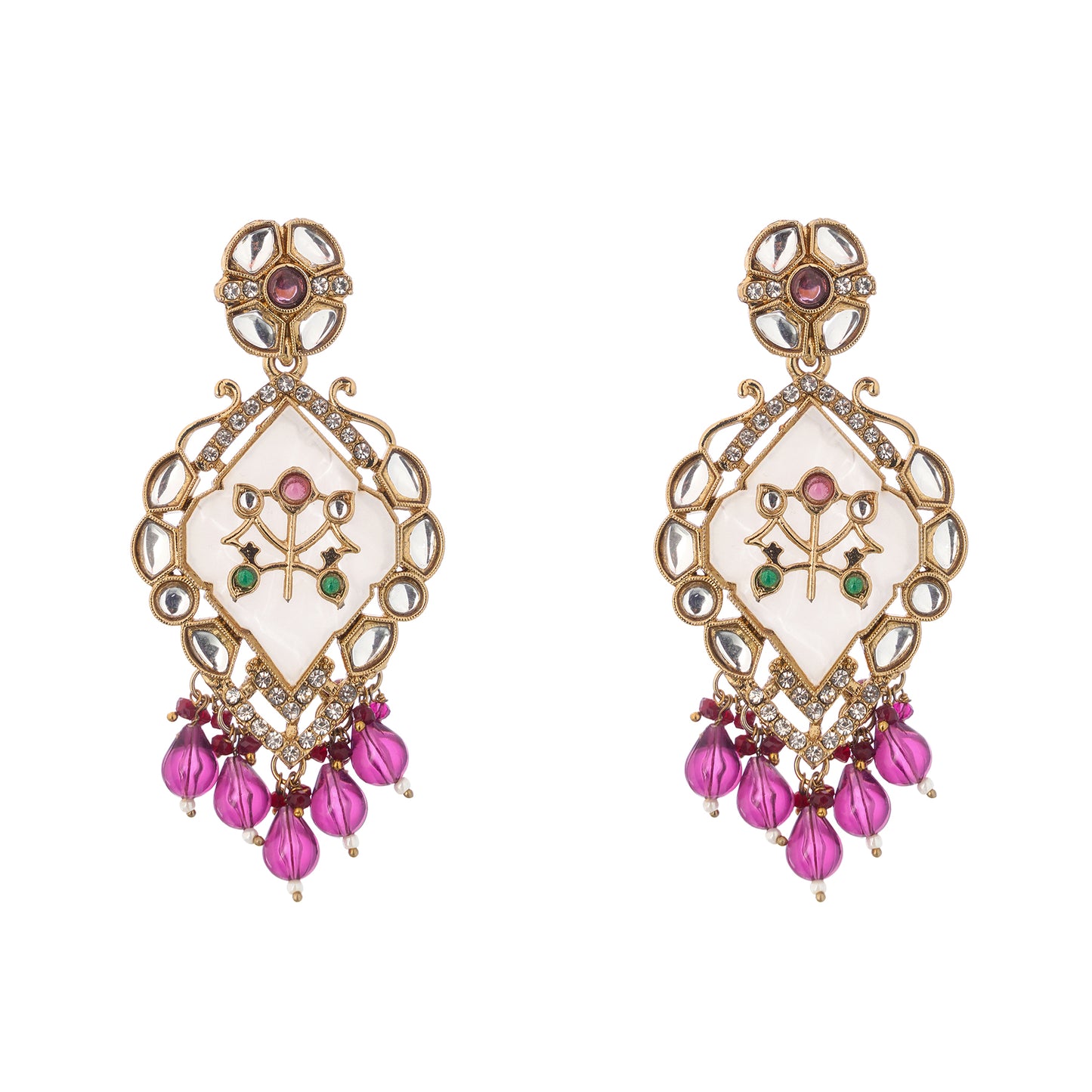 Gold Plated Purple MOP (Mother Of Pearl) Earrings For Women