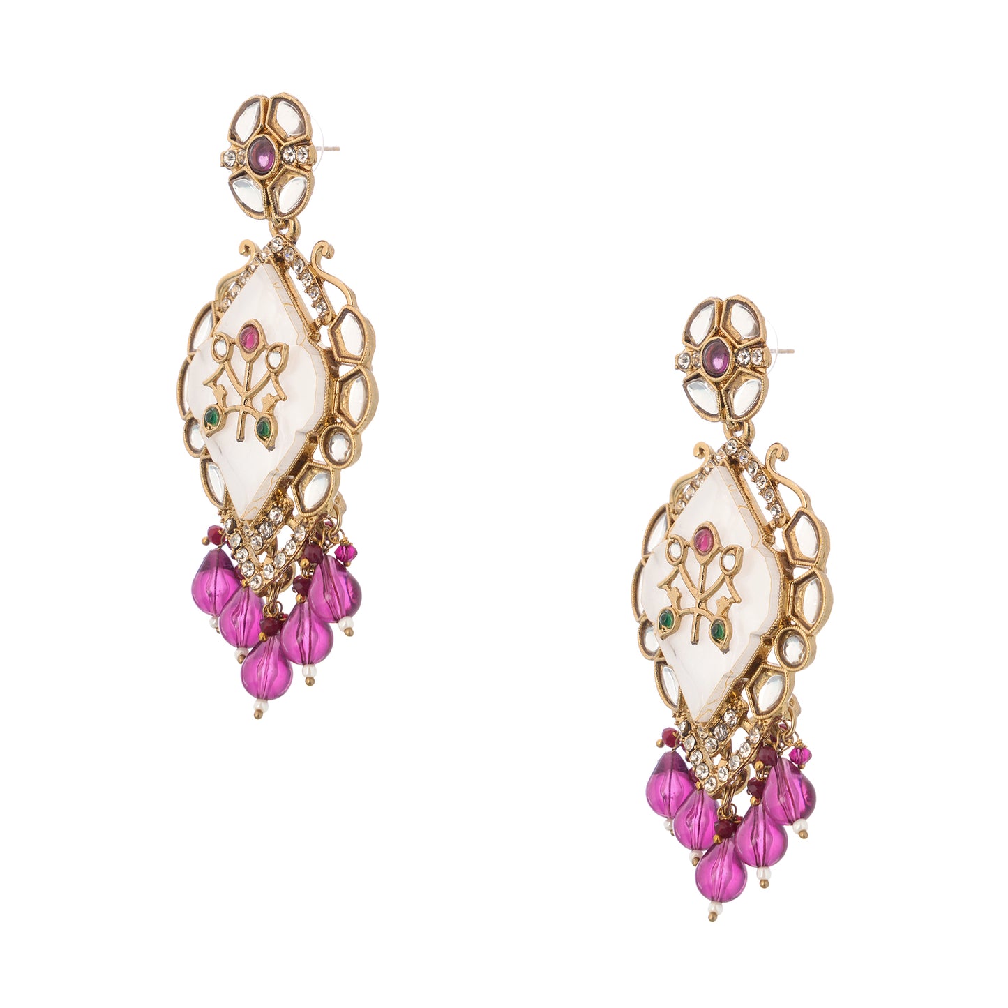 Gold Plated Purple MOP (Mother Of Pearl) Earrings For Women