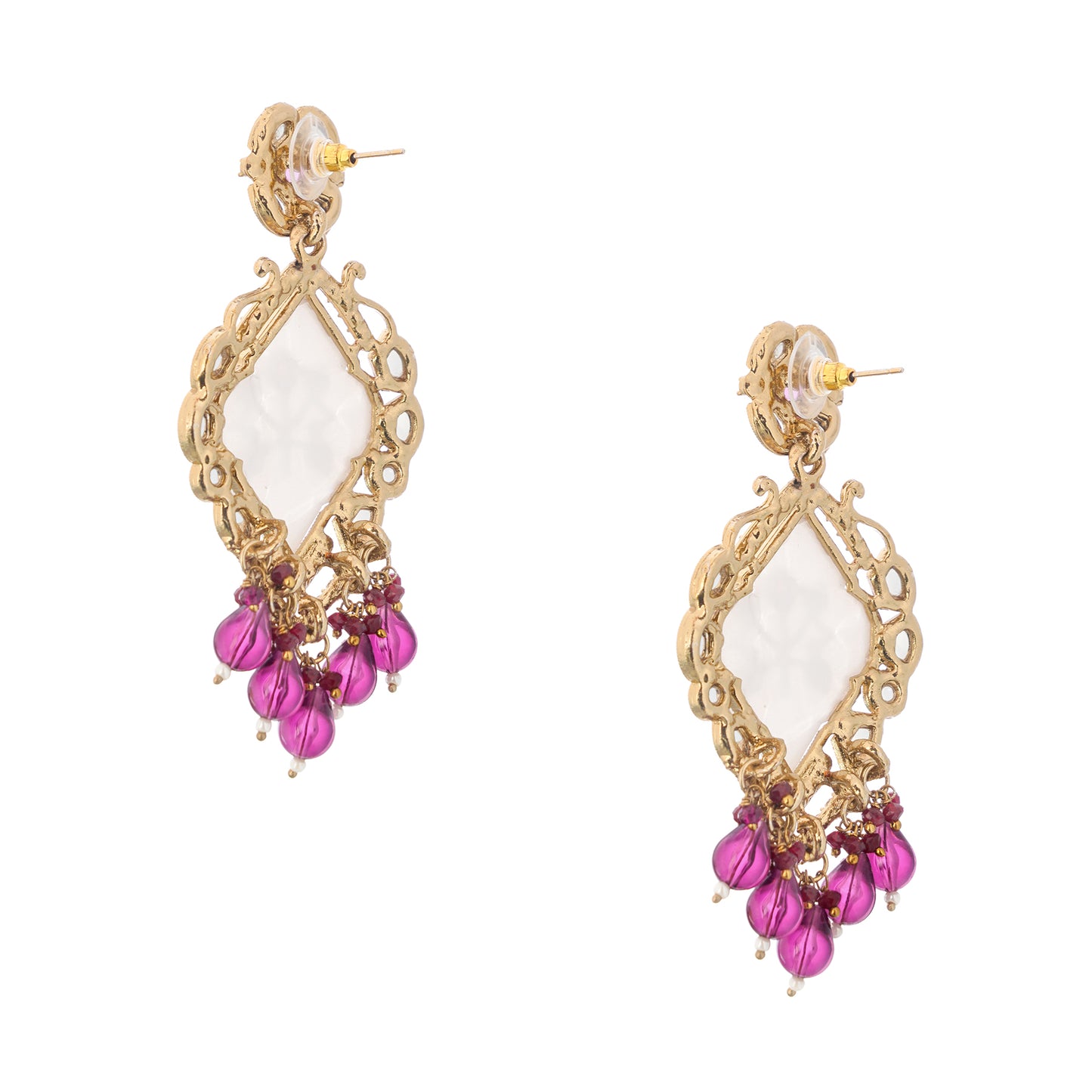 Gold Plated Purple MOP (Mother Of Pearl) Earrings For Women