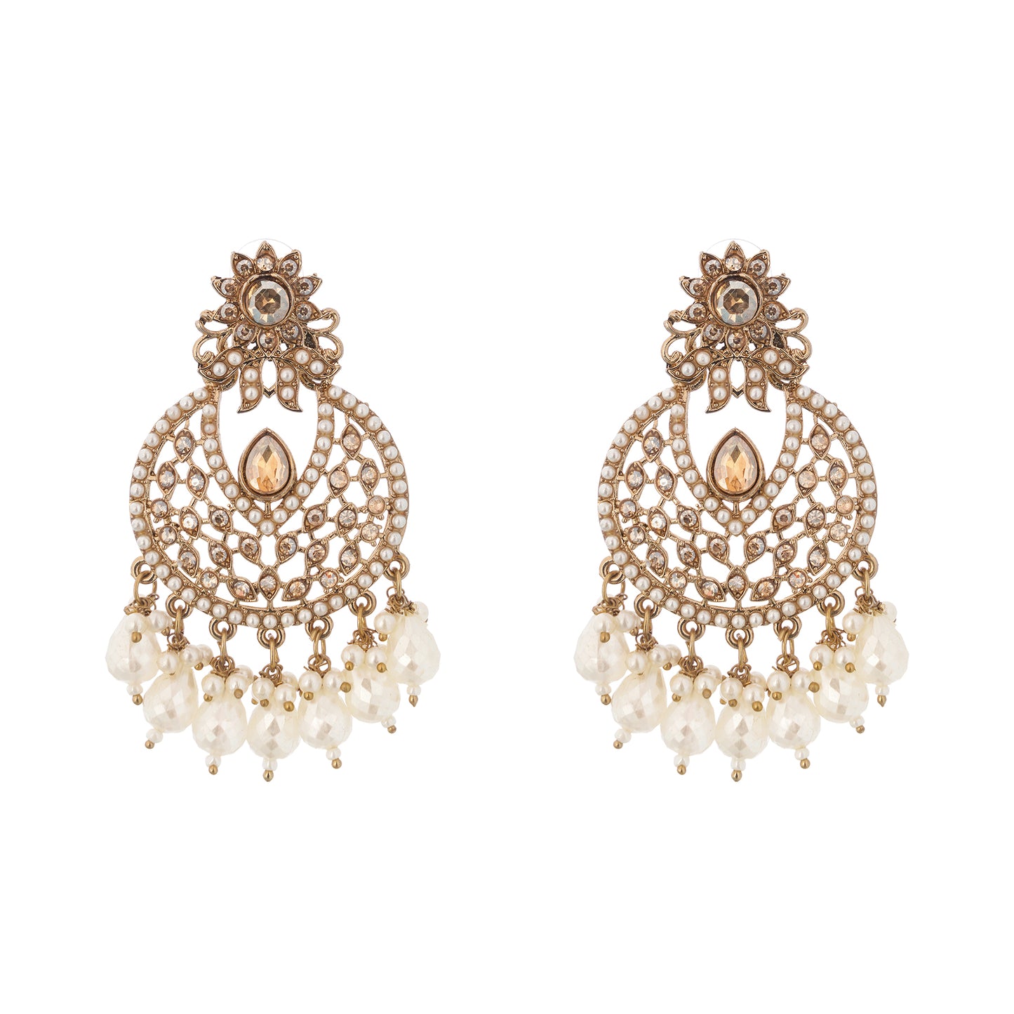 Traditional White Pearl Earrings For Women