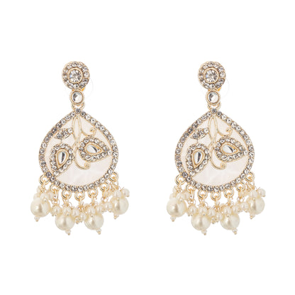 Contemporary Gold Plated Mother Of Pearl Earrings For Women
