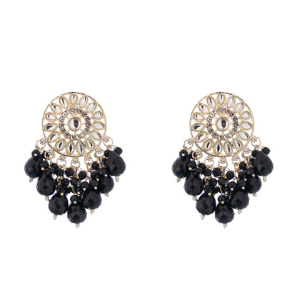 Clustertrend Gold Plated Black Pearl Earrings For Women