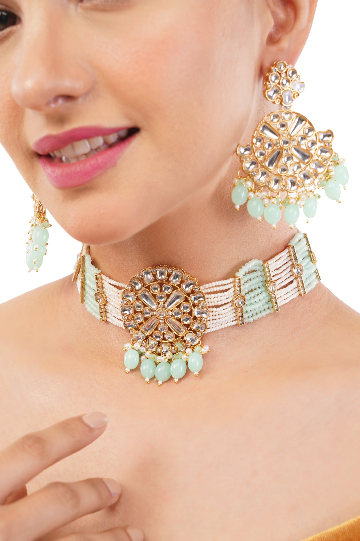 Light Green Kundan Jewellery Set