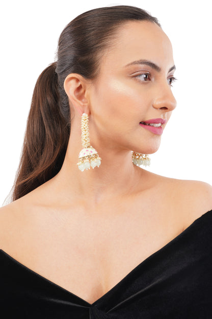 Light Green Pearl Jhumka Earring for Women