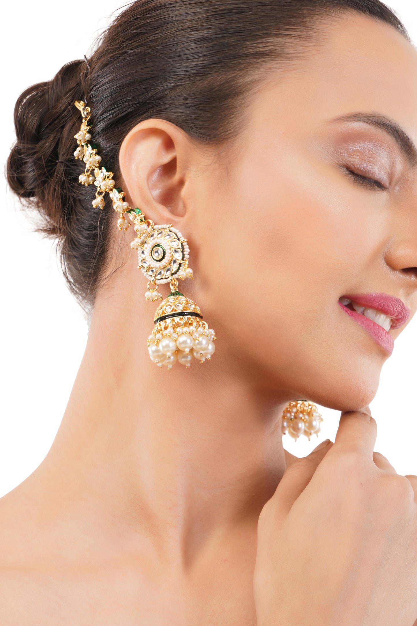 White Pearl jhumka Earrings For Women