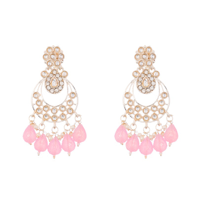 Gold Plated Pink Pearl Earrings For Women