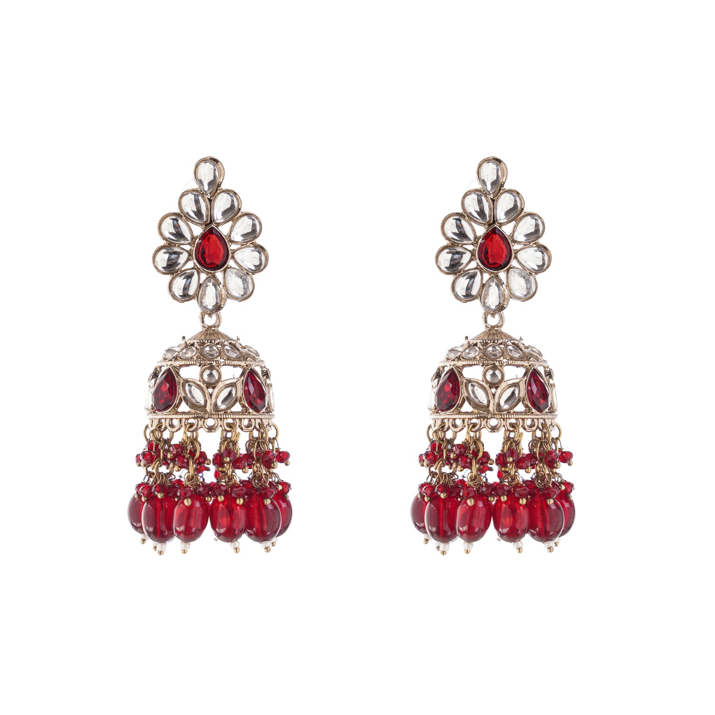 Red Kundan Jumka earring For Women