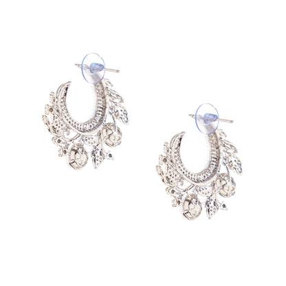 Silver Contemporary Pearl Diamond Earring For Women