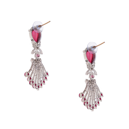 Silevr Red Diamond Earrings For Women