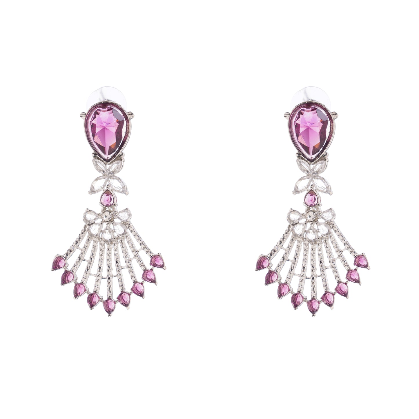 Purple Silver Diamond Earrings For Women