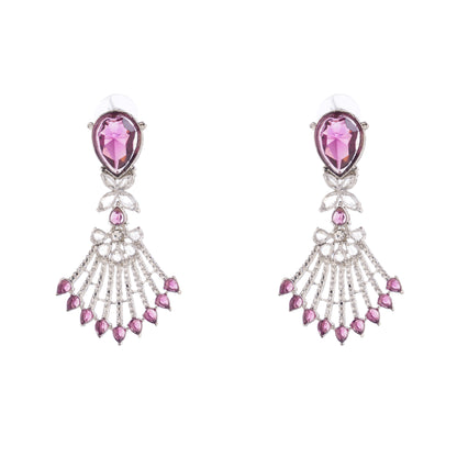 Purple Silver Diamond Earrings For Women