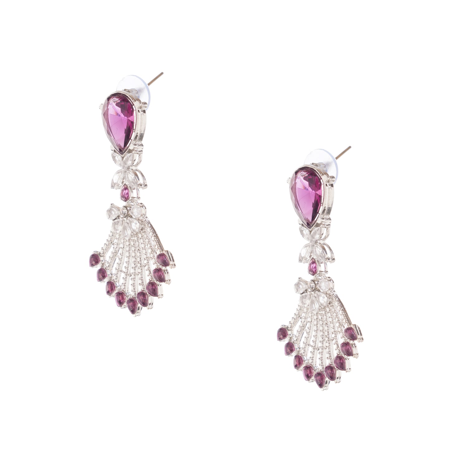 Purple Silver Diamond Earrings For Women