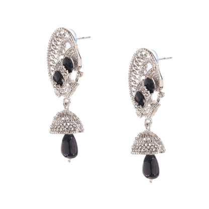 Black Pearl Diamond Silver Earring