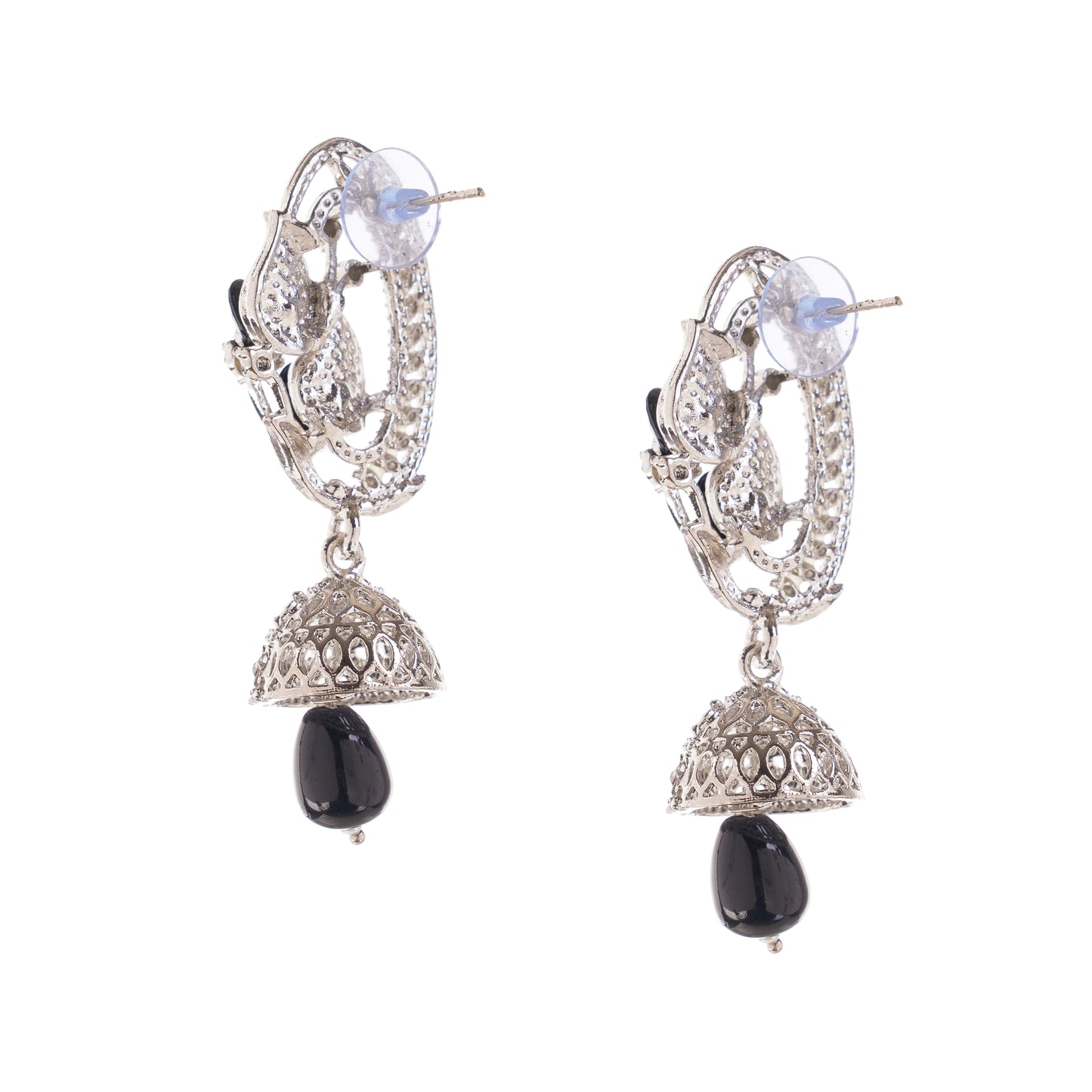 Black Pearl Diamond Silver Earring