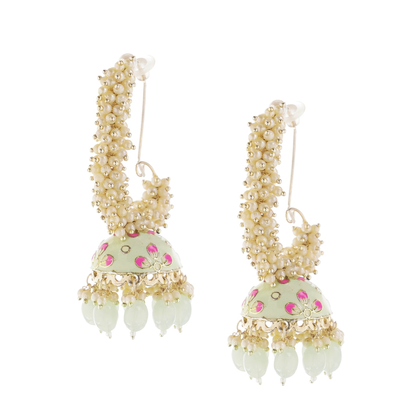 Light Green Pearl Jhumka Earring for Women