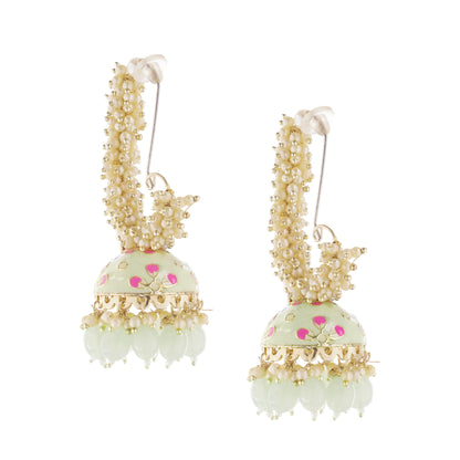 Light Green Pearl Jhumka Earring for Women