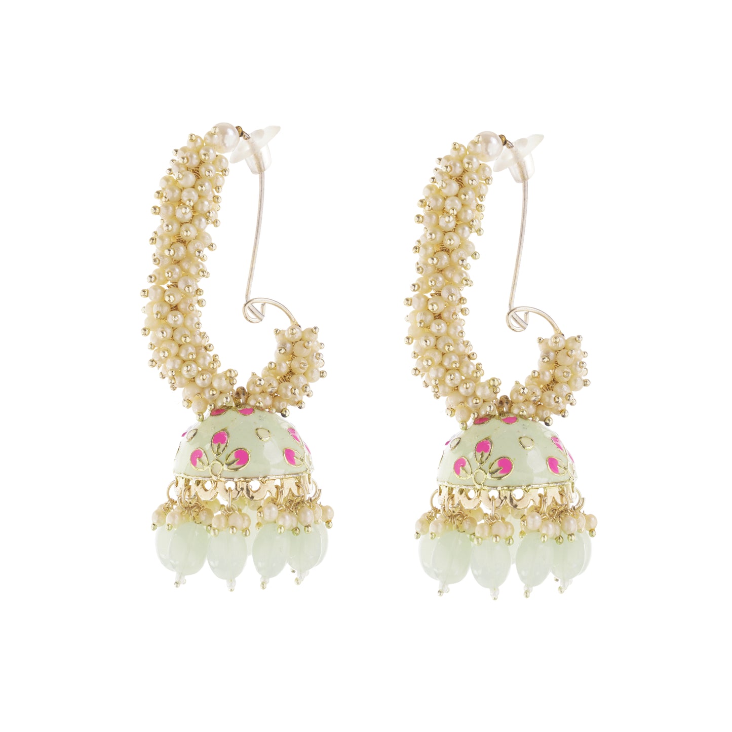 Light Green Pearl Jhumka Earring for Women