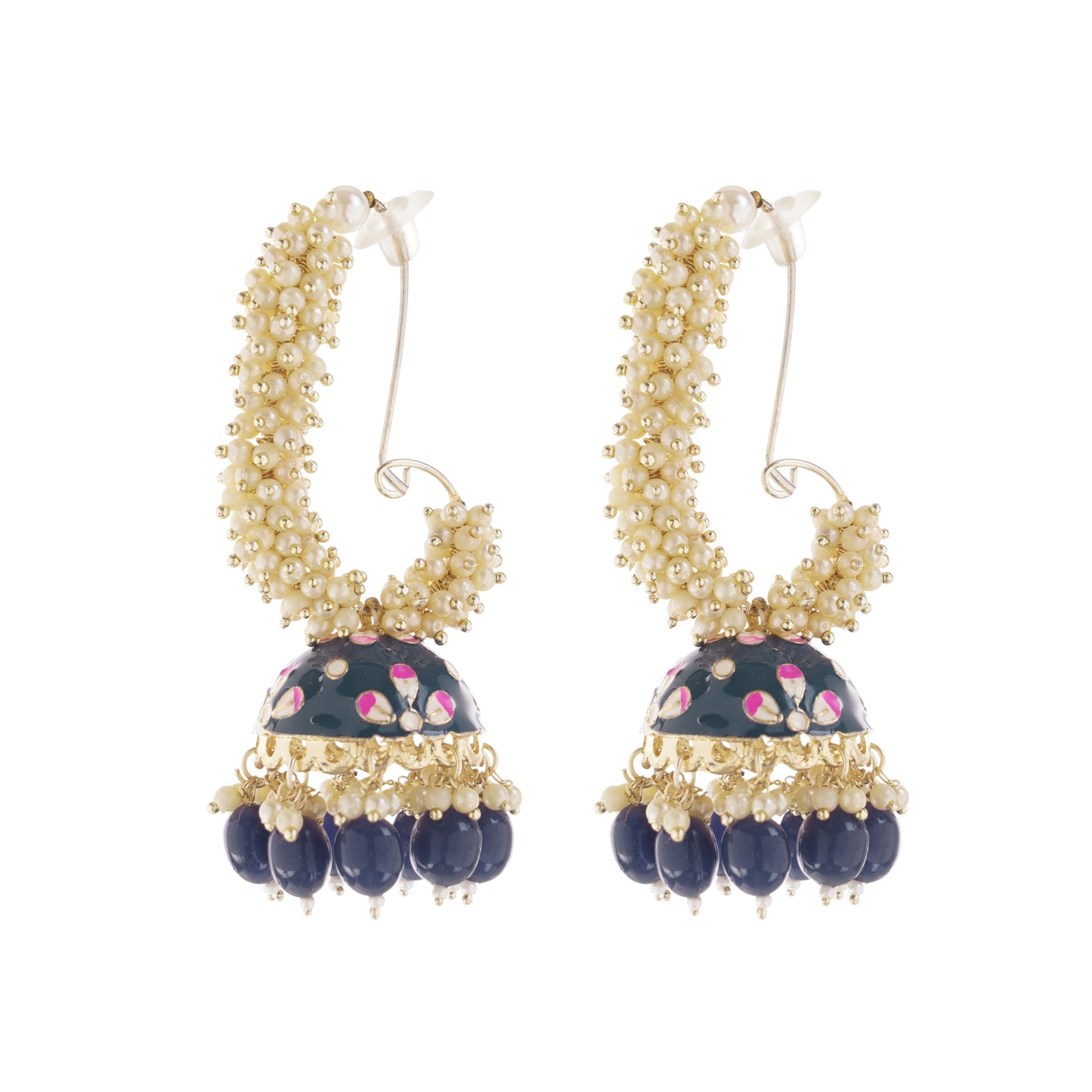 Elegant Grey Pearl Jhumka Earrings For Women