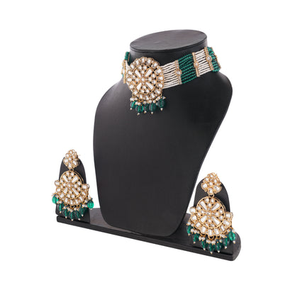 Green Kundan Jewellery Set For Women