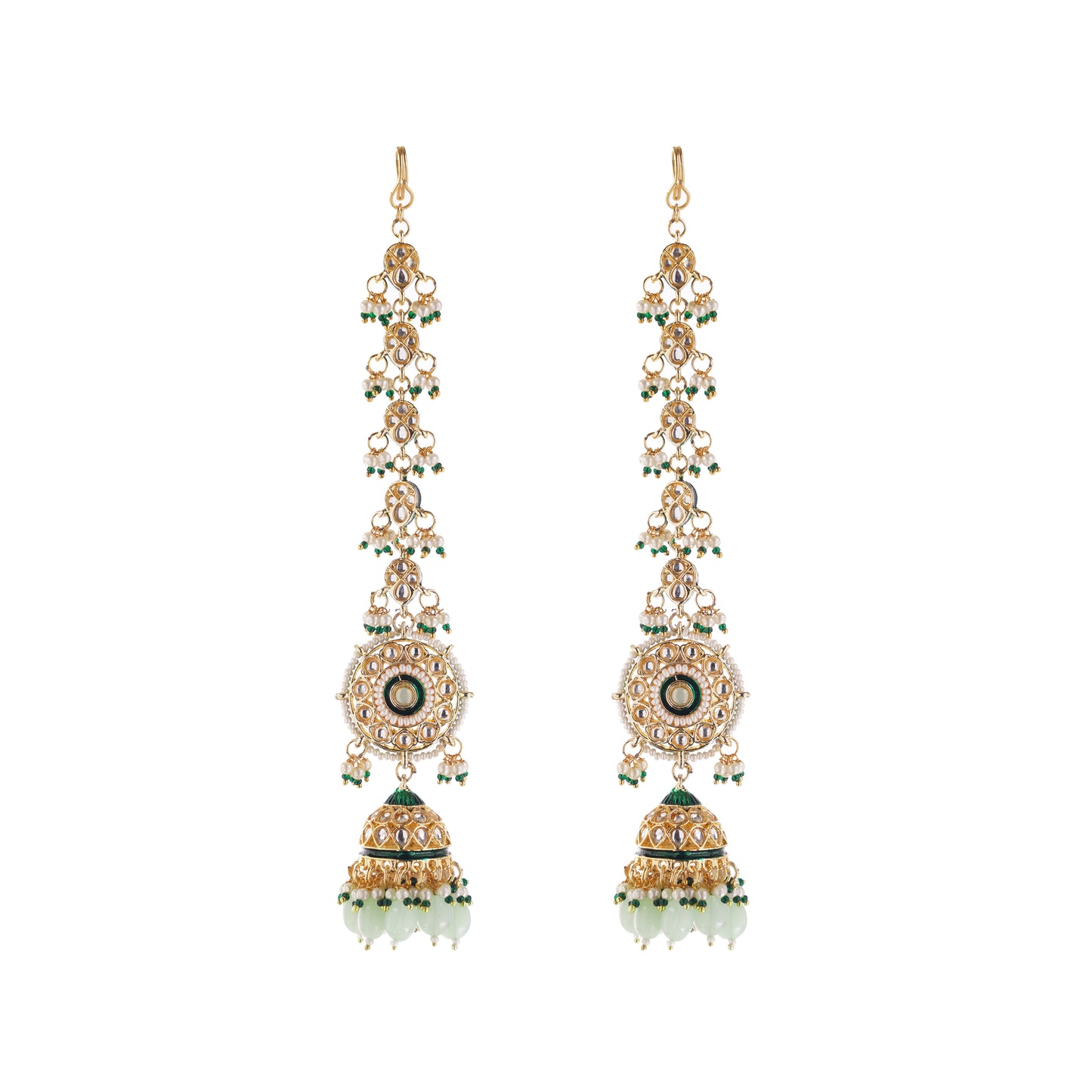 Light Green Gold Plated Jhumka For Women