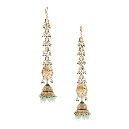 Light Green Gold Plated Jhumka For Women