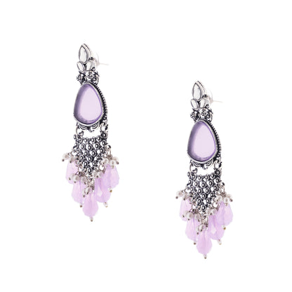 Clustertrend Oxidised Silve Light Purple Crystal Earrings For Women