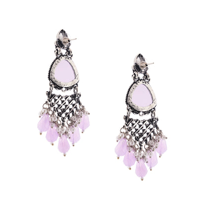 Clustertrend Oxidised Silve Light Purple Crystal Earrings For Women