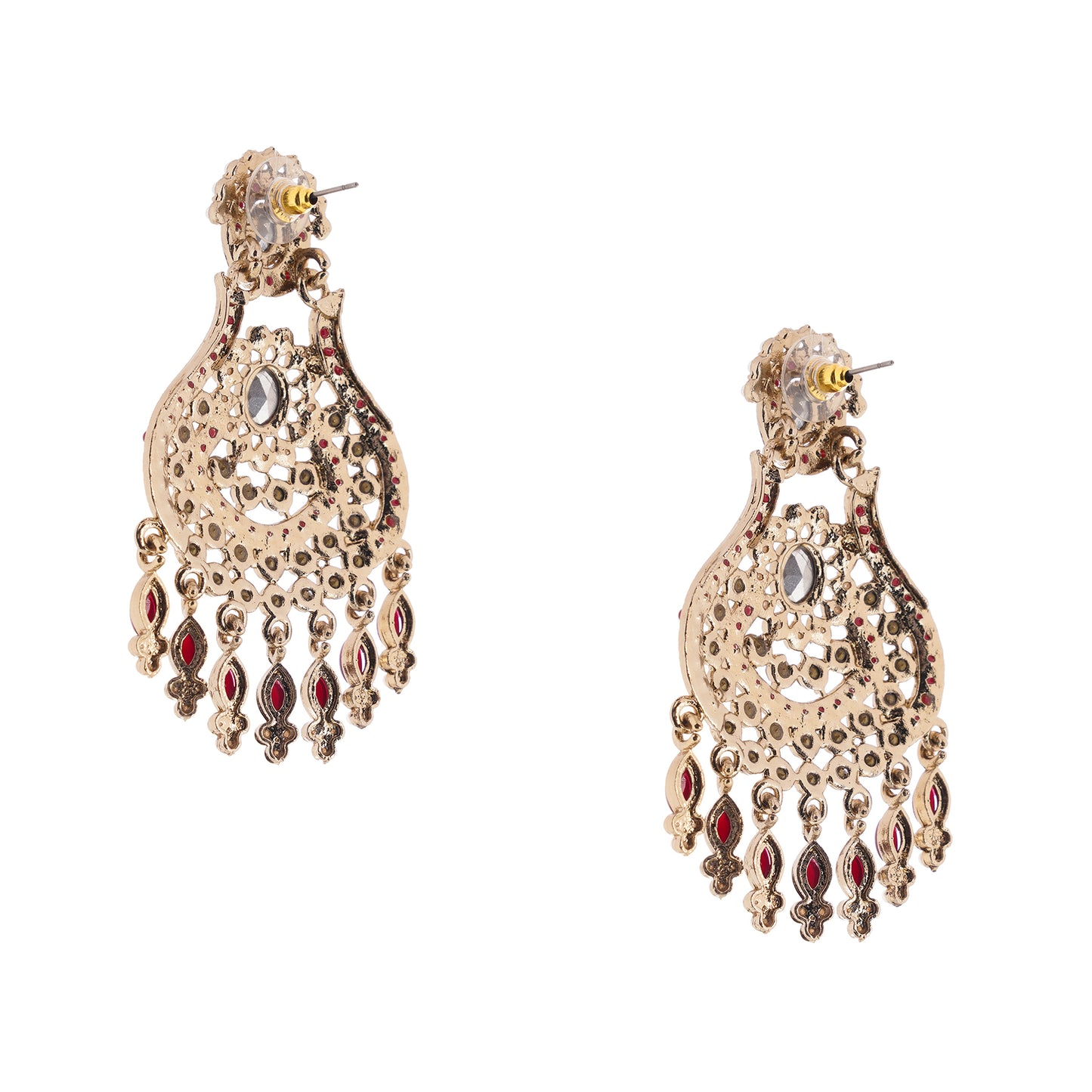 Clustertrend Gold Plated Marron Stone With Pearl Earings For Women